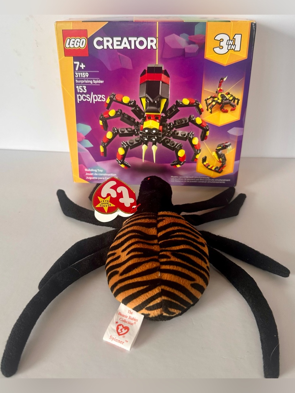 LEGO Creator 31159 Surprising Spider NIB + TY Spinner Beanie Baby Bundle w/tag